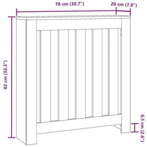 Maska za radijator - Pokrov za radijator boja staro drvo 78x20x82 cm drveni - Staro drvo 78 x 20 x 82 cm 1 Okomite letvice Cijena