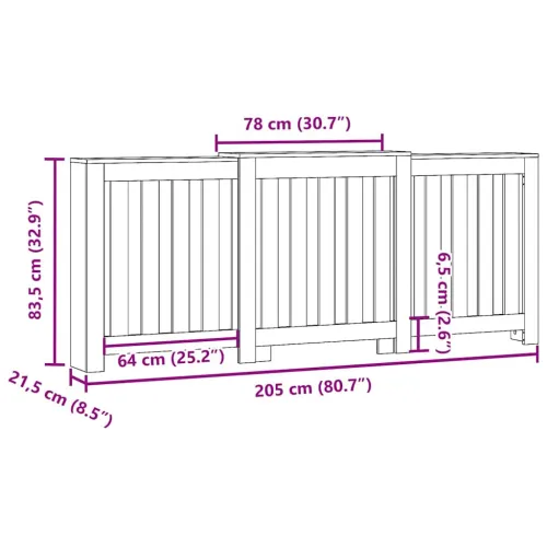 Maska za radijator - Pokrov za radijator hrasta sonome 205x21,5x83,5 cm - Sivi hrast sonoma 205 x 21.5 x 83.5 cm 1 Okomite letvi Cijena