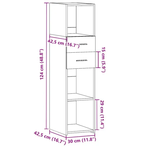 Visoka komoda siva boja hrasta 30x42,5x124 cm konstruirano drvo - Sivi hrast sonoma 30 x 42.5 x 124 cm 1 Sivi hrast sonoma Cijena