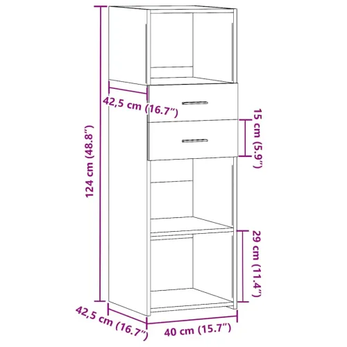 Visoka komoda boja betona 40 x 42,5 x 124 cm konstruirano drvo - Beton siva 1 Beton siva Cijena