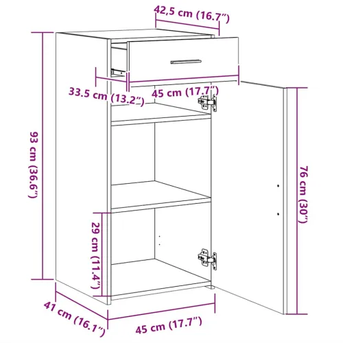Komoda boja hrasta sonome 45 x 42,5 x 93 cm konstruirano drvo - sonoma hrast 1 Sonoma hrast Cijena