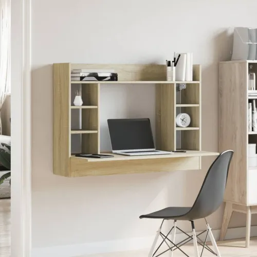 Zidni radni stol boja hrasta sonome 105x48x75 cm drveni - sonoma hrast Sonoma hrast Cijena