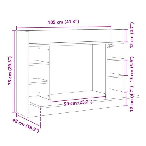 Zidni radni stol boja hrasta sonome 105x48x75 cm drveni - sonoma hrast Sonoma hrast Cijena