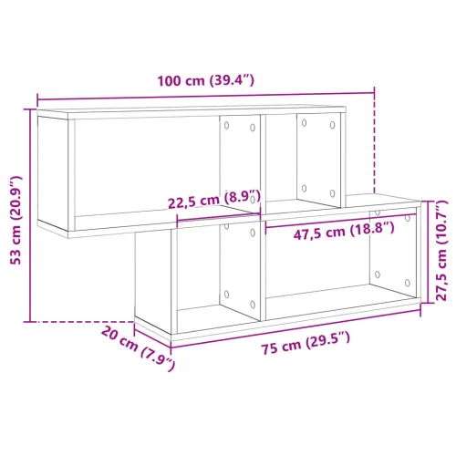 Zidna polica siva boja betona 100 x 20 x 53 cm drvena - Beton siva 1 1 Beton siva Cijena