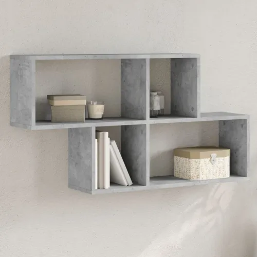 Zidna polica siva boja betona 100 x 20 x 53 cm drvena - Beton siva 1 1 Beton siva Cijena