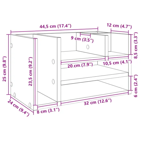 Organizator za stol boja hrasta 44,5x24x25 cm konstruirano drvo - Beton siva Beton siva Cijena