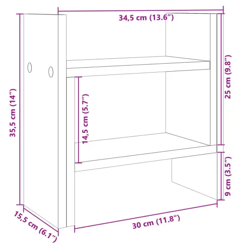 Organizator za stol siva boja hrasta 34,5x15,5x35,5 cm drveni - Sivi hrast sonoma 34.5 x 15.5 x 35.5 cm Siva Sonoma 34,5 x 15,5  Cijena