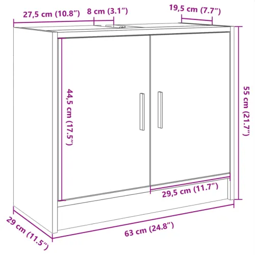 Ormarić za Lavabo - Umivaonik crni 63 x 29 x 55 cm konstruirano drvo - Crna 1 Crna Cijena