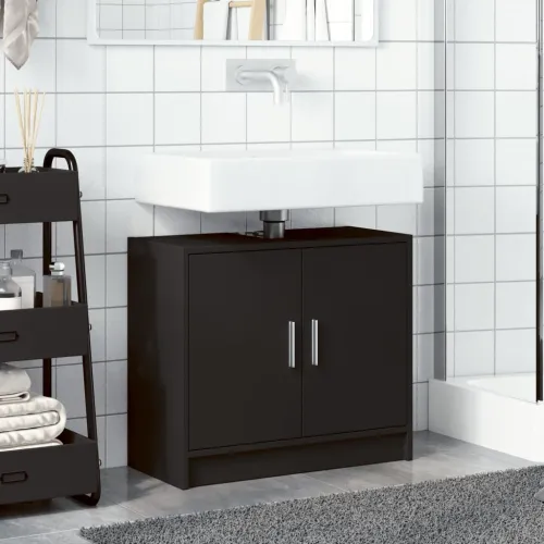 Ormarić za Lavabo - Umivaonik crni 63 x 29 x 55 cm konstruirano drvo - Crna 1 Crna Cijena