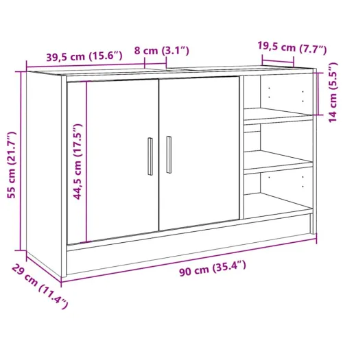 Ormarić za Lavabo - Umivaonik boja hrasta 90x29x55 cm konstruirano drvo - Sivi hrast sonoma 90 x 29 x 55 cm 1 1 Cijena