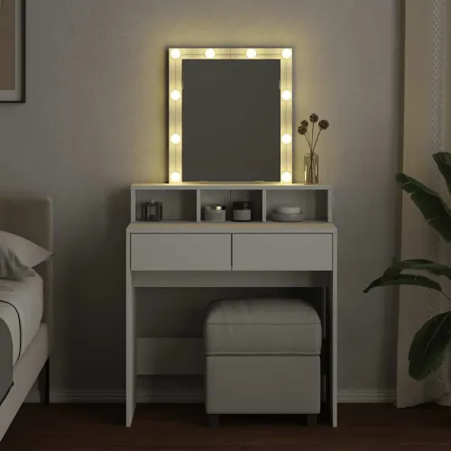 Toaletni stolić s LED svjetlima bijeli 80 x 41 x 144,5 cm - Bijela 1 Bijela Cijena