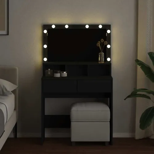Toaletni stolić s LED svjetlima crni 80x41x134,5 cm - Crna 1 Crna Cijena