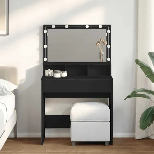 Toaletni stolić s LED svjetlima crni 80x41x134,5 cm - Crna 1 Crna Cijena