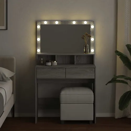 Toaletni stolić s LED svjetlima boja hrasta 80x41x134,5 cm - Sivi hrast sonoma 1 Sivi hrast sonoma Cijena
