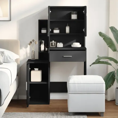 Toaletni stolić s ormarićem crni 80x35x132 cm - Crna 1 Cijena
