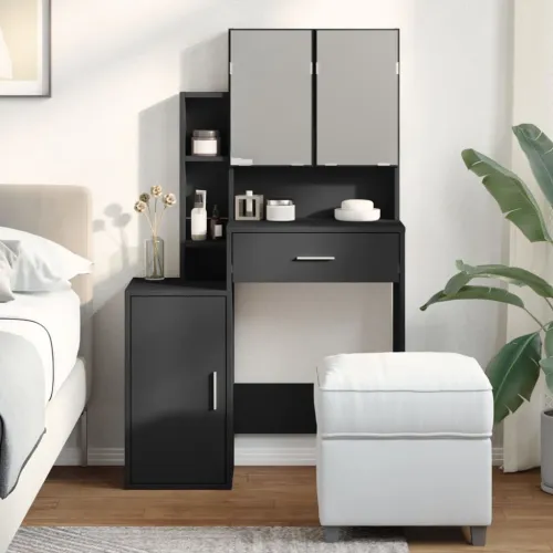 Toaletni stolić s ormarićem crni 80x35x132 cm - Crna 1 Cijena
