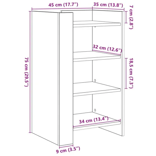 Komoda boja dimljenog hrasta 45x35x75 cm konstruirano drvo - Dimljeni hrast 1 45 cm Dimljeni hrast Cijena