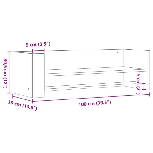 Zidna polica boja hrasta 100x35x30,5 cm od konstruiranog drva - Dimljeni hrast 100 x 35 x 30.5 cm 1 1 Cijena