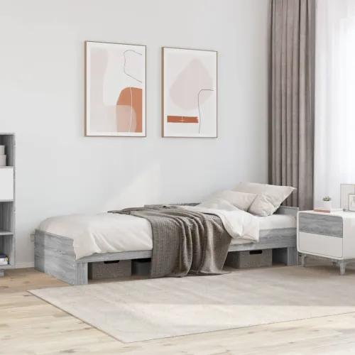 Okvir za krevet boja hrasta 100x200 cm od konstruiranog drva - Sivi hrast sonoma 100 x 200 cm Cijena