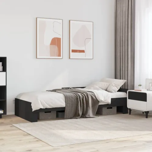 Okvir za krevet crni 75 x 190 cm od konstruiranog drva - Crna 75 x 190 cm Crna 75 x 190 cm Cijena