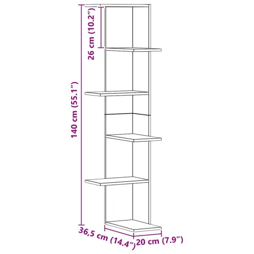 Kutna zidna polica boja artisian hrast 36,5x36,5x140 cm drvena - Boja hrasta 1 1 Boja hrasta Cijena