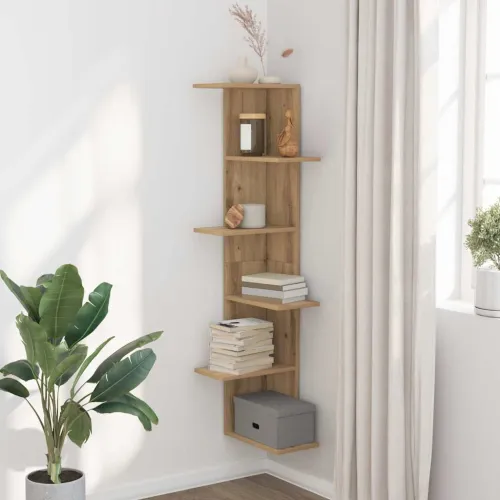 Kutna zidna polica boja artisian hrast 36,5x36,5x140 cm drvena - Boja hrasta 1 1 Boja hrasta Cijena
