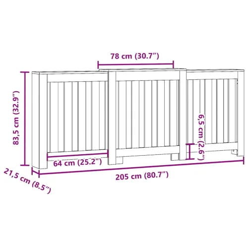 Maska za radijator - Pokrov za radijator hrasta sonome 205x21,5x83,5 cm - sonoma hrast 205 x 21.5 x 83.5 cm 1 Okomite letvice Cijena