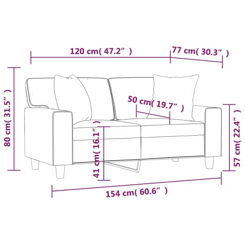 Dvosjed s ukrasnim jastucima Krem 120 cm od umjetne kože - Krema 120 cm Krema 120 cm Cijena