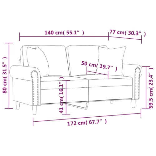 Dvosjed s ukrasnim jastucima boja Krem 140 cm umjetna koža - Krema 140 cm Krema 140 cm Cijena