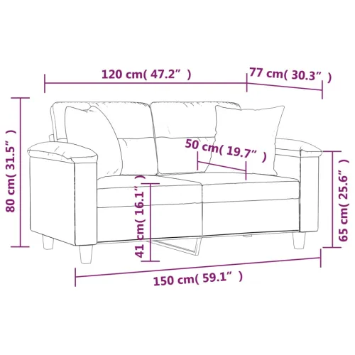 Dvosjed s ukrasnim jastucima Krem 120 cm od umjetne kože - Krema 120 cm Krema 120 cm Cijena