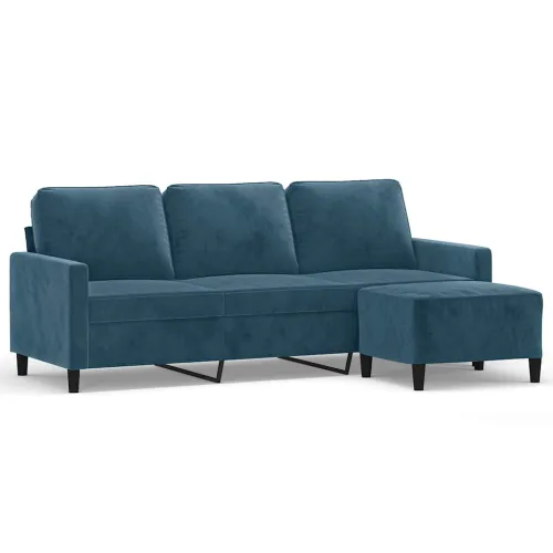 Trosjed s tabureom plavi 180 cm baršunasti - Plava 1 Cijena