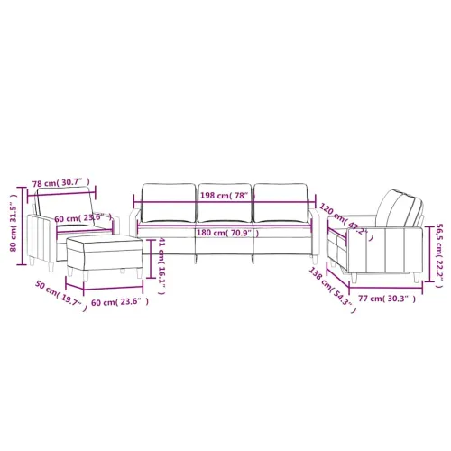 4-dijelni set sofa s jastucima smeđi baršunasti - Smeđa 1 s jastučićima i tabureom Smeđa Cijena