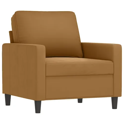4-dijelni set sofa s jastucima smeđi baršunasti - Smeđa 1 s jastučićima i tabureom Smeđa Cijena