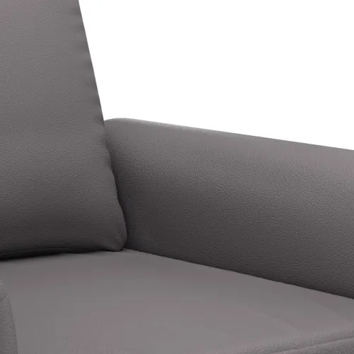 3-dijelni set sofa s jastucima sivi od umjetne kože - Siva S osloncem za noge Siva S osloncem za noge Cijena