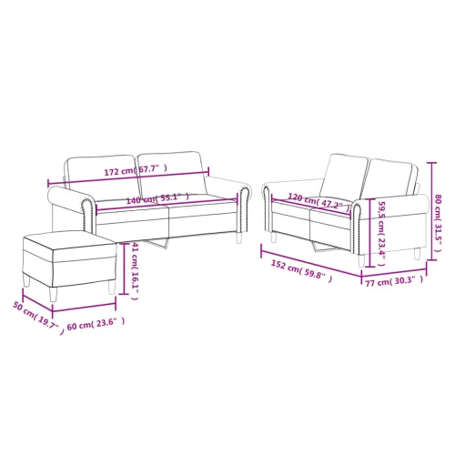 3-dijelni set sofa s jastucima sivi od umjetne kože - Siva S osloncem za noge Siva S osloncem za noge Cijena