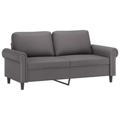 3-dijelni set sofa s jastucima sivi od umjetne kože - Siva S osloncem za noge Siva S osloncem za noge Cijena
