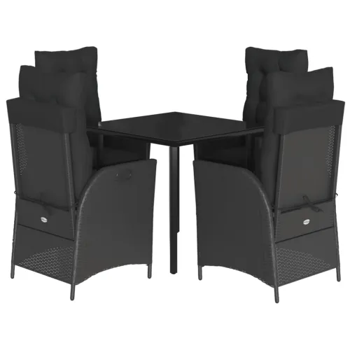 Vrtna garnitura - 5-dijelni vrtni blagovaonski set s jastucima od poliratana crni - 80 x 80 x 74 cm 4 Bez naslona za noge Cijena