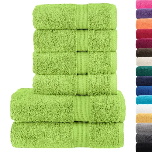 6-dijelni vrhunski set ručnika SOLUND zelena boja jabuke 600gsm - Jabukova zelena 1 Jabukova zelena Cijena