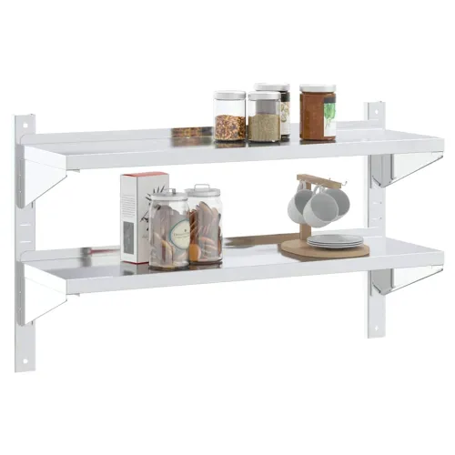 Zidna polica s 2 razine 100x30x60 cm srebrna nehrđajući čelik - 100 x 30 x 60 cm 1 1 100 x 30 x 60 cm Cijena