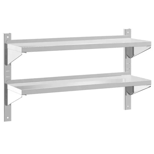 Zidna polica s 2 razine 100x30x60 cm srebrna nehrđajući čelik - 100 x 30 x 60 cm 1 1 100 x 30 x 60 cm Cijena