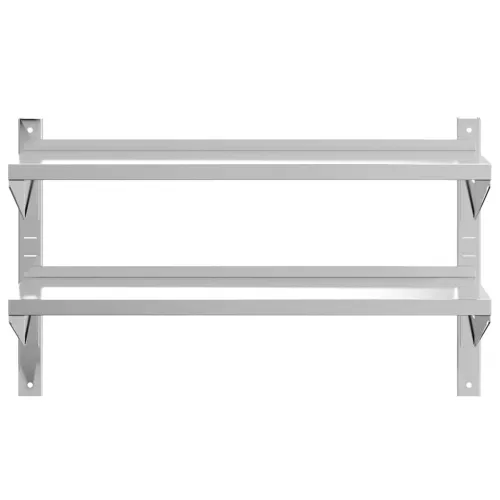 Zidna polica s 2 razine 100x30x60 cm srebrna nehrđajući čelik - 100 x 30 x 60 cm 1 1 100 x 30 x 60 cm Cijena