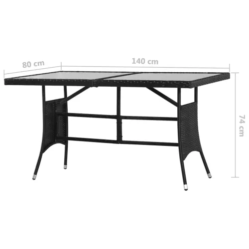 Vrtni stol crni 140 x 80 x 74 cm poli ratan - 140 x 80 x 74 cm 1 140 x 80 x 74 cm Cijena