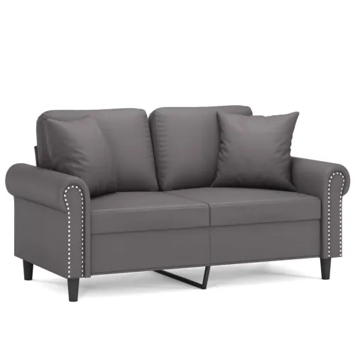 Dvosjed s ukrasnim jastucima sivi 120 cm od umjetne kože - Siva 120 cm Siva 120 cm Cijena