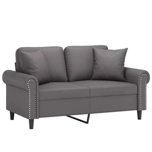 Dvosjed s ukrasnim jastucima sivi 120 cm od umjetne kože - Siva 120 cm Siva 120 cm Cijena