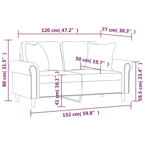 Dvosjed s ukrasnim jastucima sivi 120 cm od umjetne kože - Siva 120 cm Siva 120 cm Cijena