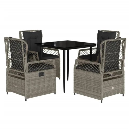 Vrtna garnitura - 5-dijelni vrtni blagovaonski set od poliratana s jastucima sivi - Svjetlosiva 80 x 80 x 74 cm 4 Cijena