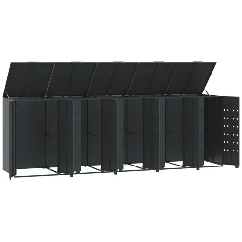 Spremište za 5 kante za otpad antracit 345x79x117 cm čelično - Antracit 5 poklopac s plinskim podizanjem Cijena