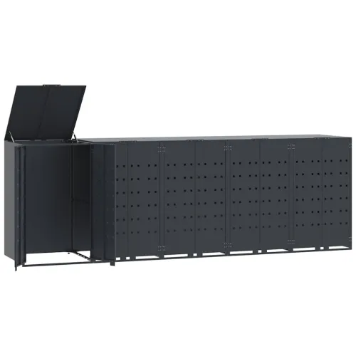 Spremište za 5 kante za otpad antracit 345x79x117 cm čelično - Antracit poklopac s plinskim podizanjem 5 1 Cijena