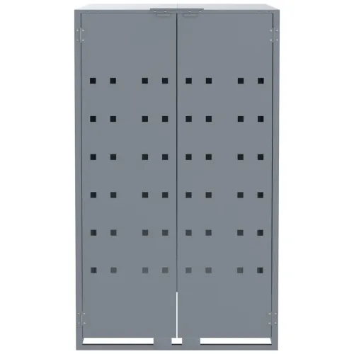 Spremište za kante za smeće - Spremište za 6 kante za otpad sivo 414 x 79 x 117 cm čelično - Siva 6 poklopac s plinskim podizanj Cijena