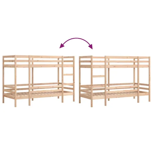 Krevet na kat 80 x 200 cm od masivne borovine - Prirodna 80 x 200 cm Cijena